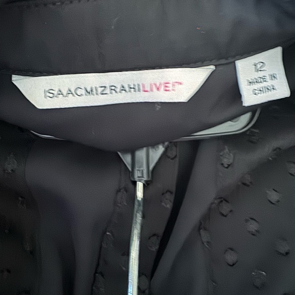 Isaac Mizrahi black blouse with sheer sleeves - Picture 3 of 6